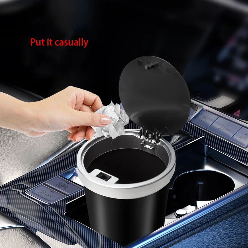 Waterproof Car Trash Can With Lid - for Cup Holders Storage Compact Leakproof