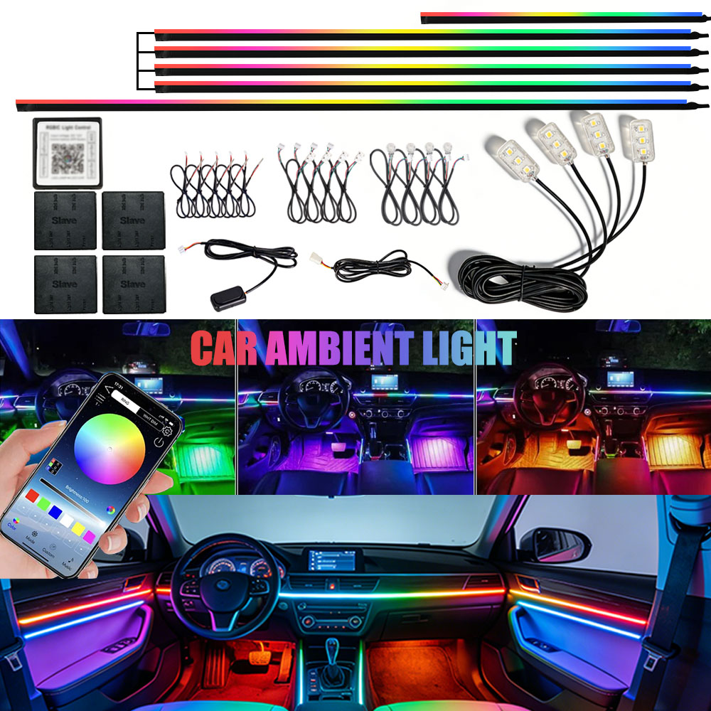 6/10/14/18/22 In1 Car Acrylic  - Led Ambient Interior Car Lights App Control recension och pris