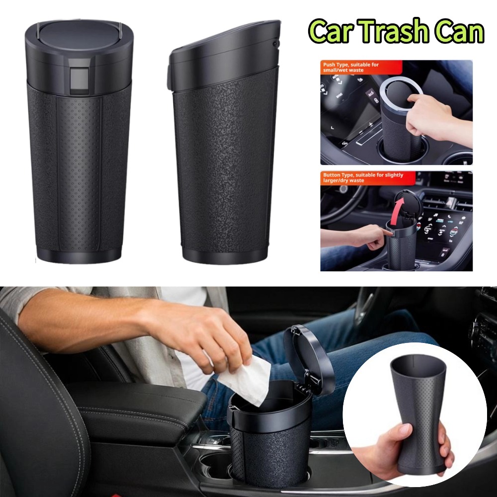 Portable Car Trash Can with Pu - Waterproof Car Trash Can With Lid recension och pris
