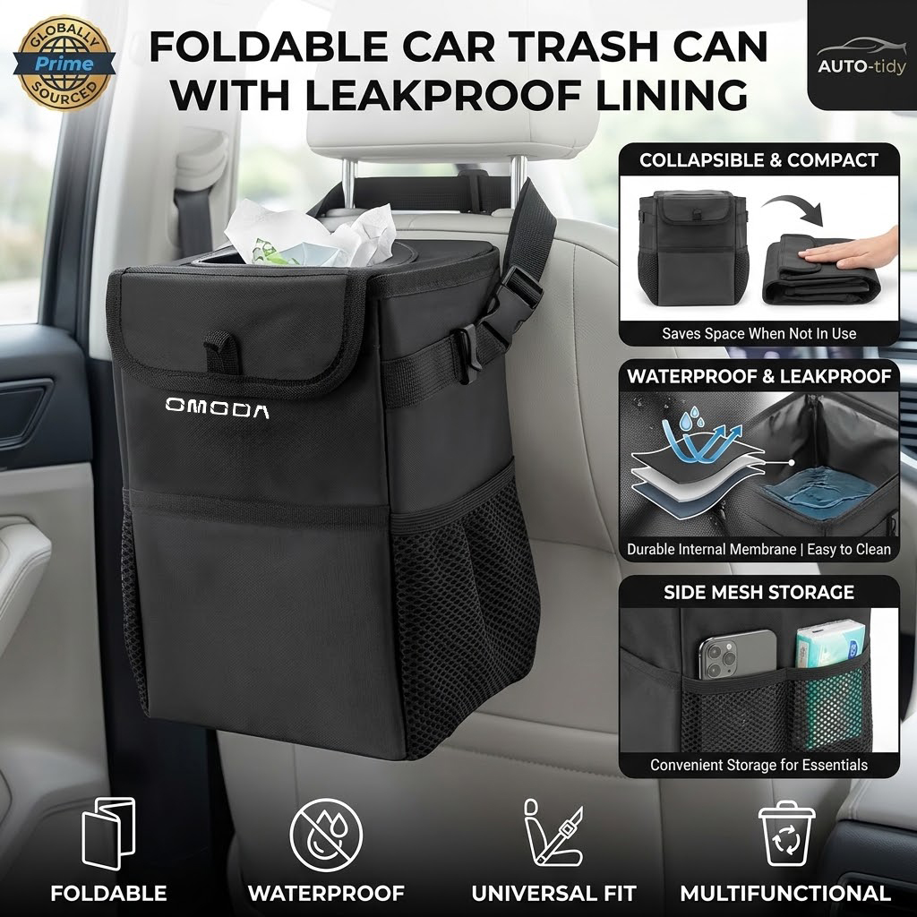Foldable portable leak-proof w - Waterproof Car Trash Can With Lid recension och pris