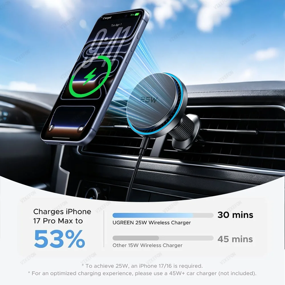Car QI2 25W Magnetic Wireless  - Magnetic Phone Holder For Car Vent recension och pris